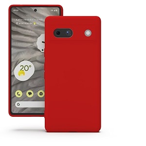 yatwin silicone back case for google pixel 7a soft-touch phone back cover for google pixel 7a - red