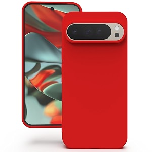 yatwin silicone back case for google pixel 9 pro xl soft-touch phone back cover for google pixel 9 pro xl - red