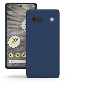 yatwin silicone back case for google pixel 7a soft-touch phone back cover for google pixel 7a - dark blue