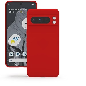 yatwin silicone back case for google pixel 8 pro soft-touch phone back cover for google pixel 8 pro - red