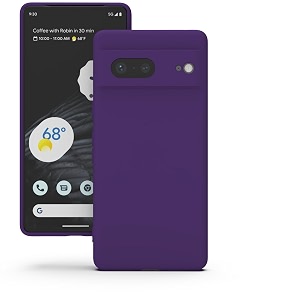 yatwin silicone back case for google pixel 7 soft-touch phone back cover for google pixel 7 - purple