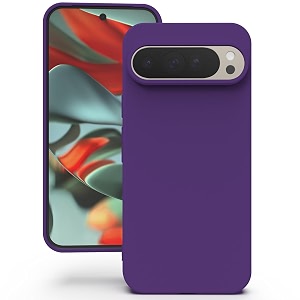 yatwin silicone back case for google pixel 9 pro xl soft-touch phone back cover for google pixel 9 pro xl - purple