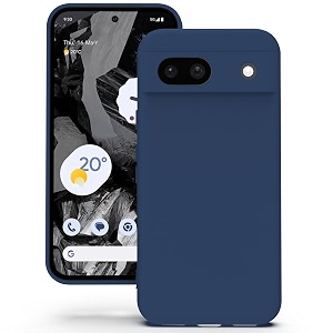 yatwin silicone back case for google pixel 8a soft-touch phone back cover for google pixel 8a - dark blue