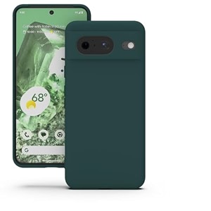 yatwin silicone back case for google pixel 7 soft-touch phone back cover for google pixel 7 - dark green