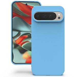 yatwin silicone back case for google pixel 9 pro xl soft-touch phone back cover for google pixel 9 pro xl - sky blue