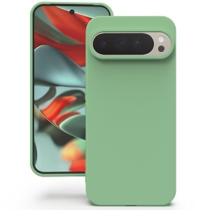 yatwin silicone back case for google pixel 9 pro xl soft-touch phone back cover for google pixel 9 pro xl - mint green