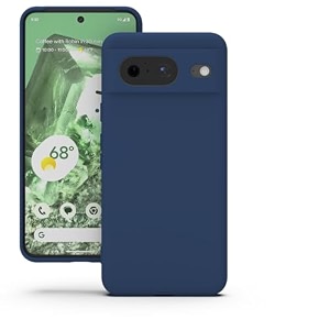 yatwin silicone back case for google pixel 7 soft-touch phone back cover for google pixel 7 - dark blue