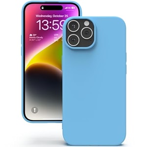 yatwin silicone back case for iphone 14 pro soft-touch phone back cover for apple iphone 14 pro - sky blue