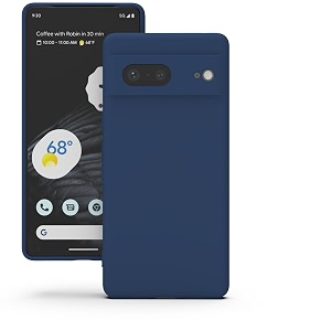yatwin silicone back case for google pixel 7 soft-touch phone back cover for google pixel 7 - dark blue