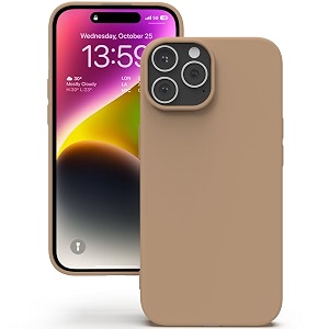 yatwin silicone back case for iphone 14 pro soft-touch phone back cover for apple iphone 14 pro-milk tee beige