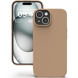 yatwin silicone back case for iphone 15 soft-touch phone back cover for apple iphone 15-milk tee beige