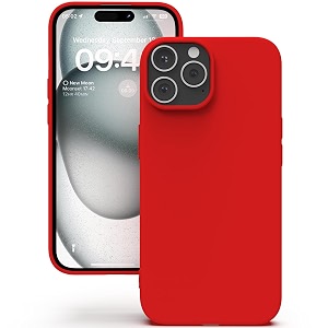 yatwin silicone back case for iphone 15 pro soft-touch phone back cover for apple iphone 15 pro - red