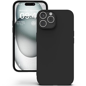 yatwin silicone back case for iphone 15 pro max soft-touch phone back cover for apple iphone 15 pro max - black