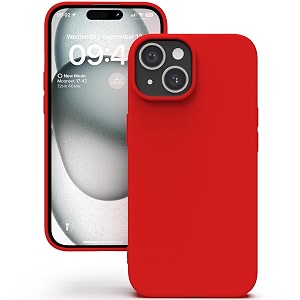 yatwin silicone back case for iphone 15 plus soft-touch phone back cover for apple iphone 15 plus - red