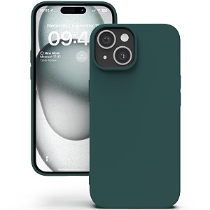 yatwin silicone back case for iphone 15 plus soft-touch phone back cover for apple iphone 15 plus - dark green