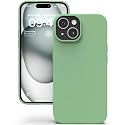 YATWIN Silicone Back Case for iPhone 15, Soft-Touch Phone Back Cover for Apple iPhone 15 - Mint Green