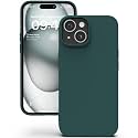 YATWIN Silicone Back Case for iPhone 15 Plus, Soft-Touch Phone Back Cover for Apple iPhone 15 Plus - Dark Green