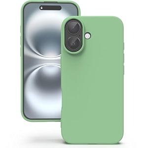 yatwin silicone back case for iphone 16 soft-touch phone back cover for apple iphone 16 - mint green