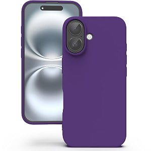 yatwin silicone back case for iphone 16 soft-touch phone back cover for apple iphone 16 - purple