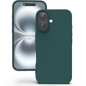 yatwin silicone back case for iphone 16 soft-touch phone back cover for apple iphone 16 - dark green