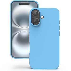 yatwin silicone back case for iphone 16 soft-touch phone back cover for apple iphone 16 - sky blue
