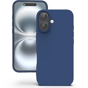 yatwin silicone back case for iphone 16 plus soft-touch phone back cover for apple iphone 16 plus - dark blue