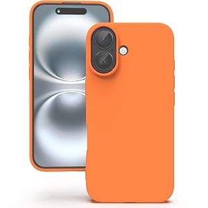 yatwin silicone back case for iphone 16 plus soft-touch phone back cover for apple iphone 16 plus - orange