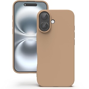 yatwin silicone back case for iphone 16 plus soft-touch phone back cover for apple iphone 16 plus-milk tee tan