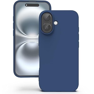 yatwin silicone back case for iphone 16 soft-touch phone back cover for apple iphone 16 - dark blue