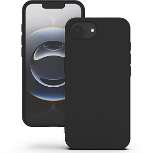 yatwin silicone back case for iphone 16e soft-touch phone back cover for apple iphone 16e - black