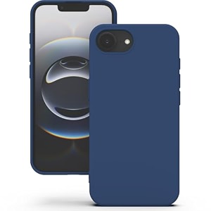 yatwin silicone back case for iphone 16e soft-touch phone back cover for apple iphone 16e - dark blue