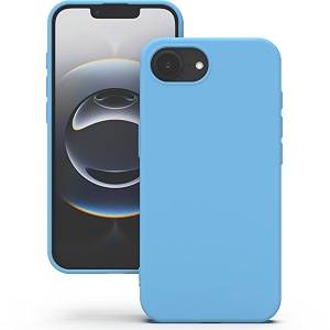yatwin silicone back case for iphone 16e soft-touch phone back cover for apple iphone 16e - sky blue