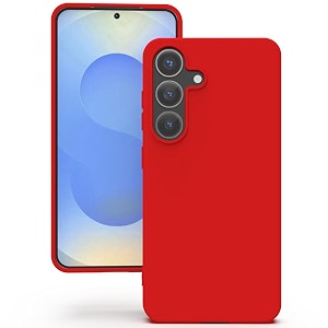 yatwin silicone back case for samsung galaxy s25 soft-touch phone back cover for samsung galaxy s25 - red