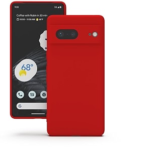 yatwin silicone back case for google pixel 7 soft-touch phone back cover for google pixel 7 - red