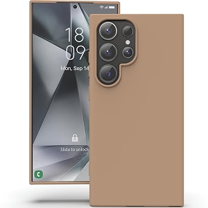 yatwin silicone back case for samsung galaxy s24 ultra soft-touch phone back cover for samsung galaxy s24 ultra-milk tee brown