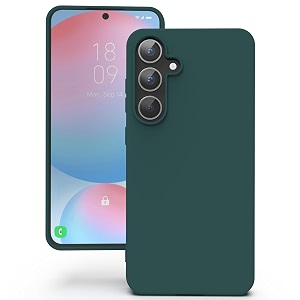 yatwin silicone back case for samsung galaxy s24 fe soft-touch phone back cover for samsung galaxy s24 fe - dark green