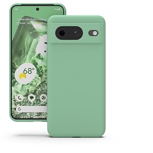yatwin silicone back case for google pixel 8 soft-touch phone back cover for google pixel 8 - link cyan