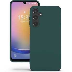 yatwin silicone back case for samsung galaxy a25 soft-touch phone back cover for samsung galaxy a25 - dark green