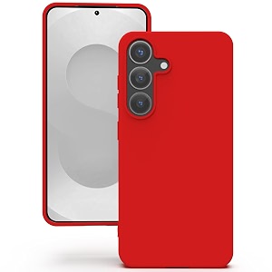 yatwin silicone back case for samsung galaxy s25 plus soft-touch phone back cover for samsung galaxy s25 plus - red