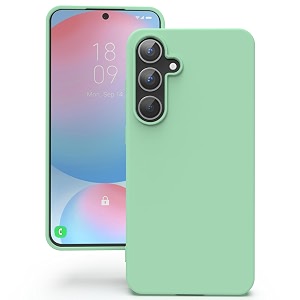 yatwin silicone back case for samsung galaxy s24 fe soft-touch phone back cover for samsung galaxy s24 fe - link cyan