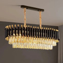 Yavik Modern 800×300MM Gold Black Crystal Pendant Chandelier Light Hanging Chandelier Ceiling Lamp (Black, Gold)