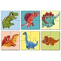 YaYplay Dinosaurs Beginner Educational Puzzle 4 Pieces Wooden Puzzles for 2 Ys and up, Set of 6 with Wooden Puzzle Box