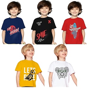 Yazh Texworld Boys Round Neck Blended Cotton