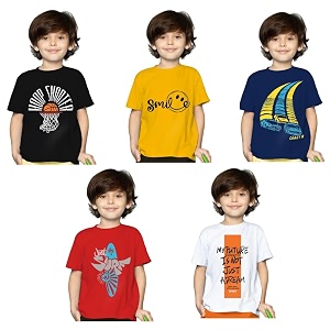 Yazh Texworld Boys Round Neck Blended Cotton