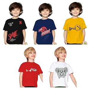 Yazh Texworld Boys Round Neck Blended Cotton