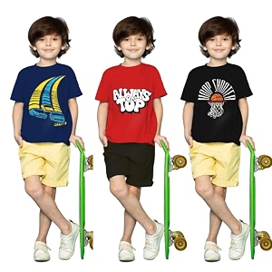 Yazh Texworld Boys Round Neck Blended Cotton