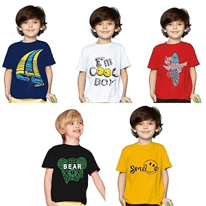 Yazh Texworld Boys Round Neck Blended Cotton