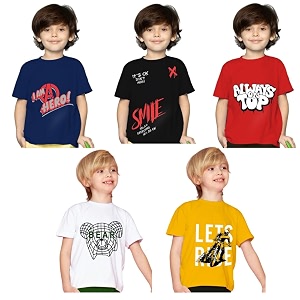 Yazh Texworld Boys Round Neck Blended Cotton