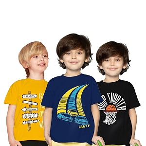 Yazh Texworld Boys Round Neck Blended Cotton