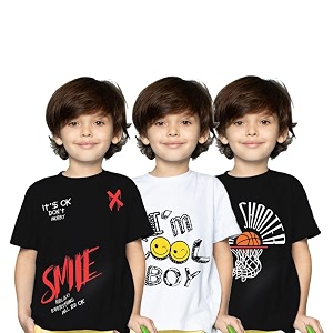 Yazh Texworld Boys Round Neck Blended Cotton